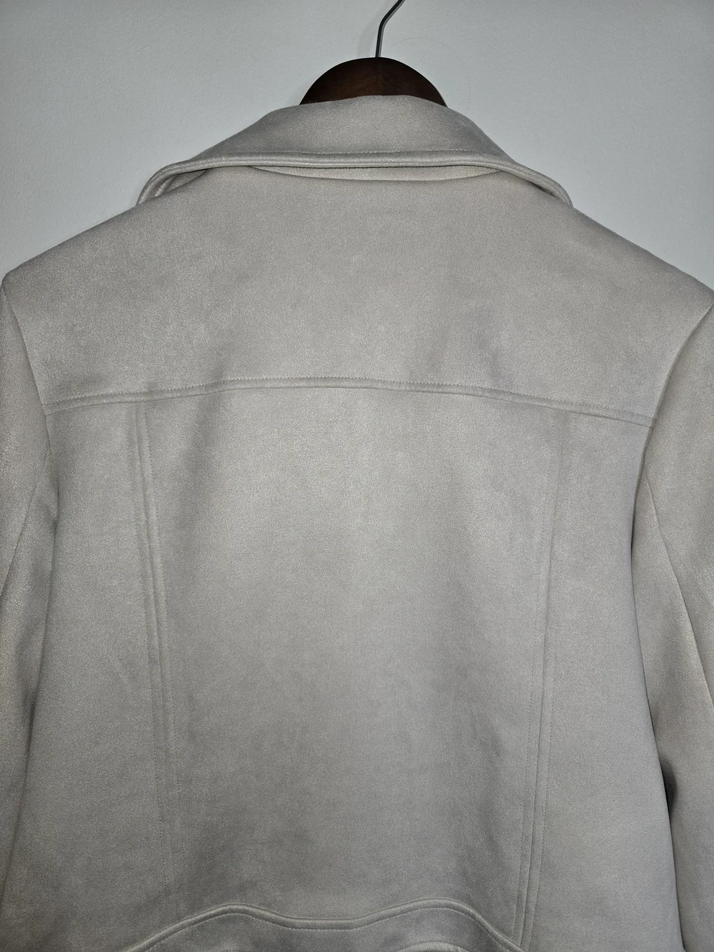NWT Magaschoni Light Cream Zip-Up Super-Soft Faux Suede Leather Jacket Womens L - Picture 6 of 13